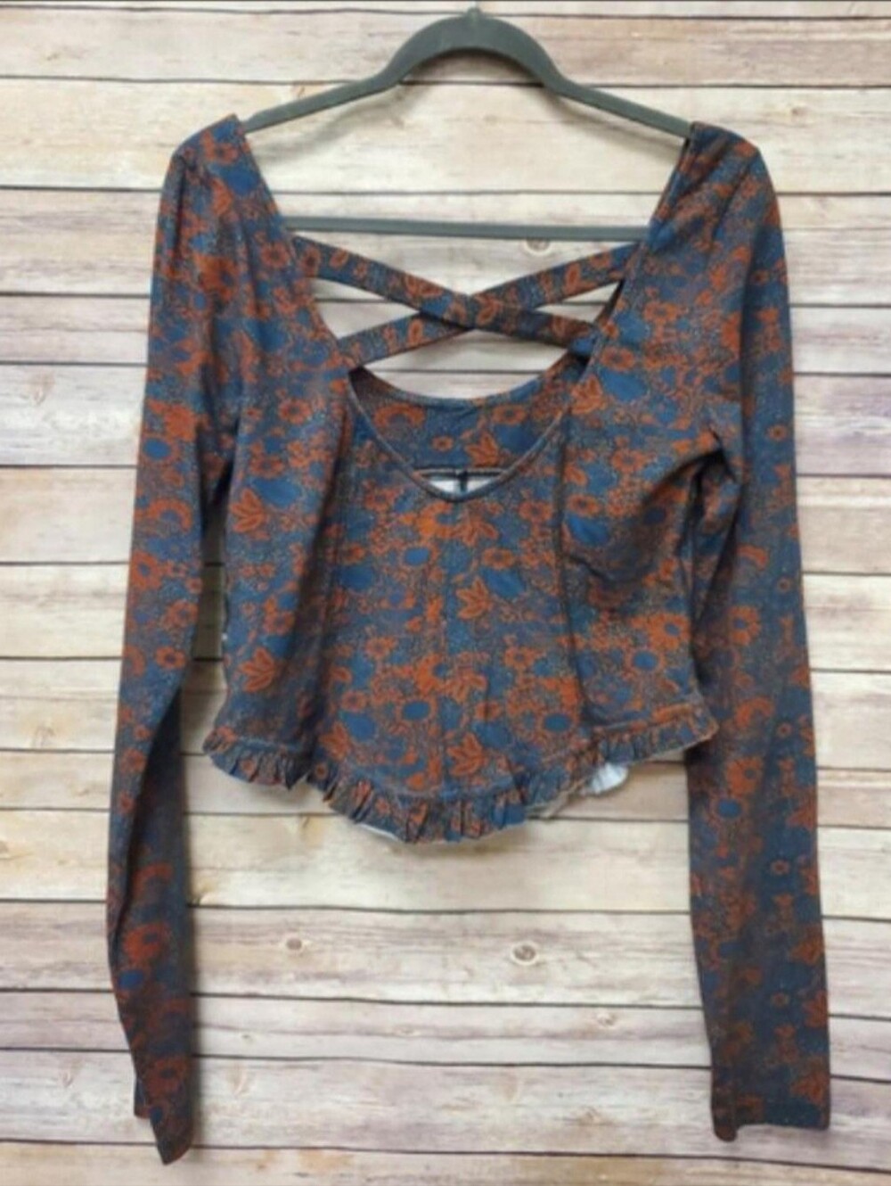 Free People Melanie Cropped Floral Longsleeve - Picture 2 of 4